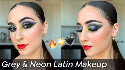 Grey Smokey Eyes Pop Of Neon Latin Makeup Tutorial Youtube