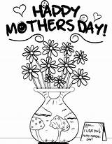 Mothers Coloring Happy Printable Color Pages Mother Flowers Mom Kids Print Religious Adults Clipart Cute Colouring Sheets Bible Vase Bouquet sketch template