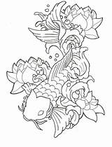 Koi Fish Tattoo Coloring Japanese Drawing Designs Tattoos Pages Flower Outline Carp Drawings Coy Lotus Flowers Stencil Photobucket Color Google sketch template