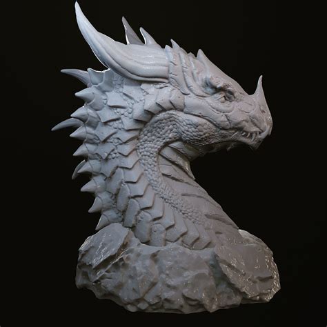 magical dragon head  stone  print model cgtrader