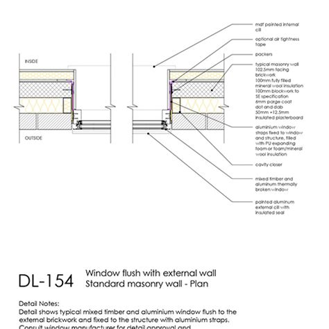 dl window detail flush  external wall plan