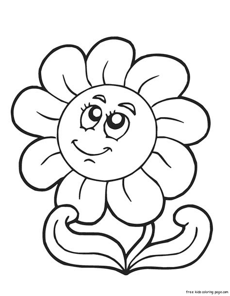 print  spring happy face flower coloring page  printable