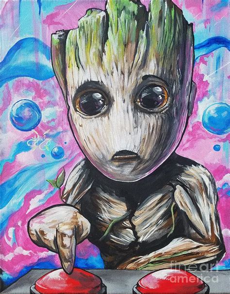 baby groot painting  tyler haddox fine art america