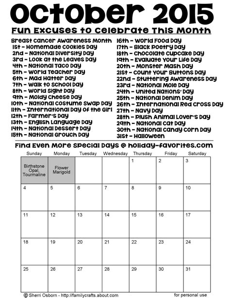 calendar    special days