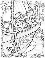Coloring Pirates Pirate Kids Monkey Pages Children Boat Big Justcolor Print Color sketch template