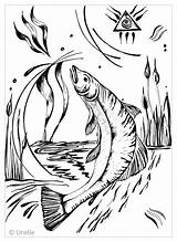 Colorare Pesci Salmon Fische Erwachsene Saumon Peces Fishes Justcolor Adulti Adultos Poissons Malbuch Coloriage Coloriages Adultes Zentangle Carpe Poisson Carp sketch template