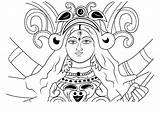 Durga Devi Coloring Printable Pages Face Hinduism Kids Adults sketch template