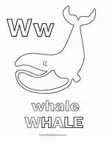 Whale Coloring Letter Alphabet sketch template