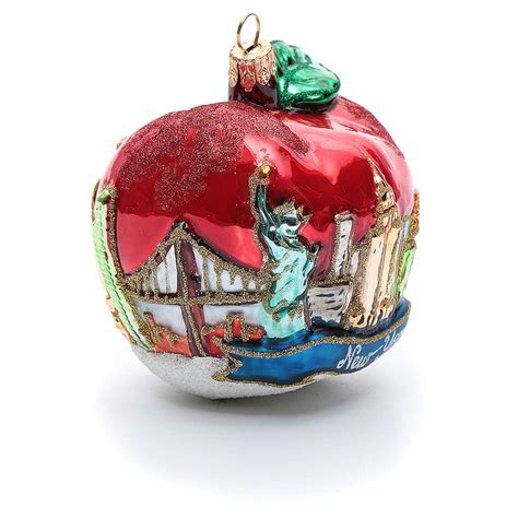 Blown Glass Christmas Ornament New York Apple Online