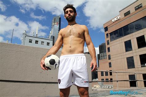 straight middle eastern soccer player jerking his big