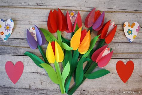 lavoretto festa della mamma tulipani  carta  bambini corina