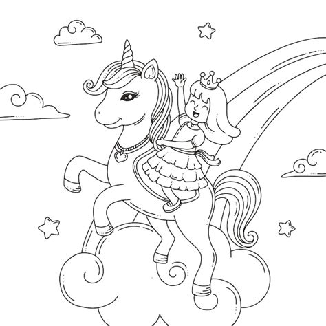 premium vector coloring page  unicorn  princess
