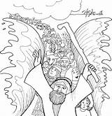 Moses Coloring Pages Sea Red Crossing Printable Kids sketch template