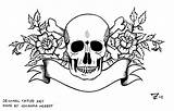 Skull Tattoo Coloring Pages Lineart Line Tattoos Skulls Deviantart Rockall Flash Rose Gothic Sheets Hearts Filigree Designs Roses sketch template