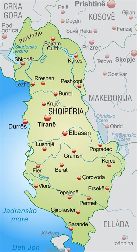 albania polozenie mapa flaga stolica waluta turystyka