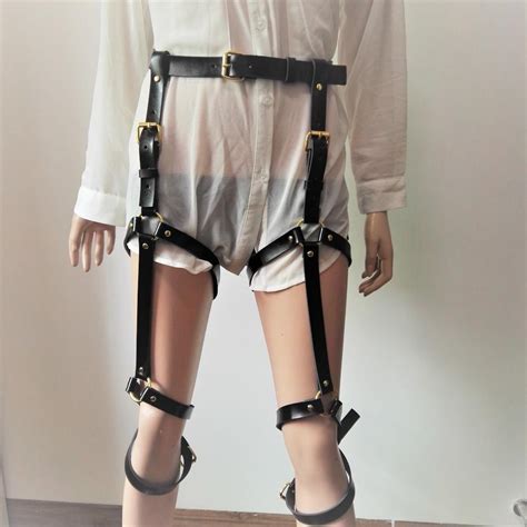 2021 women handmade leather punk sexy harness body bondage strap golden