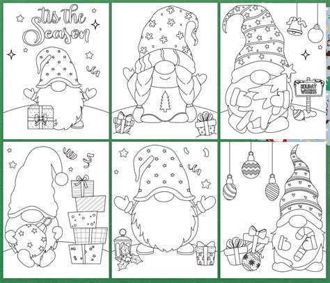 printable cute christmas gnome coloring pages