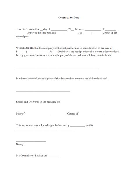 sample contract  deed form forms catalog