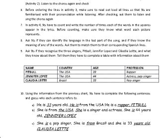 song worksheet     world cup