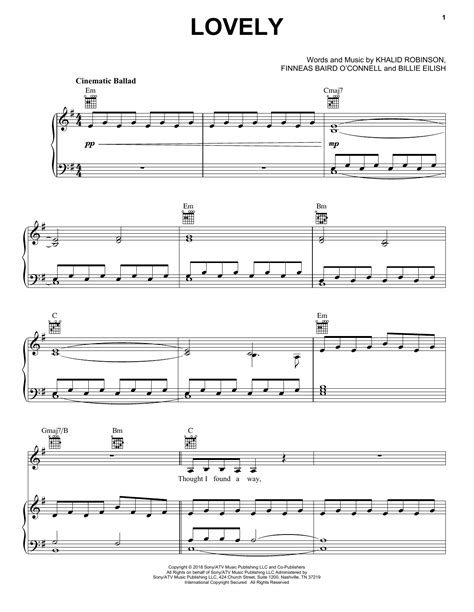 billie eilish khalid lovely   reasons  sheet   notes chords pop score