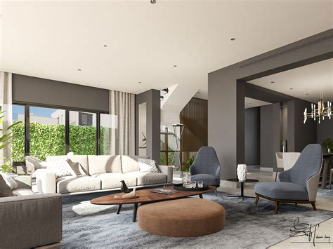 modern villa  behance contemporary interior home decor living