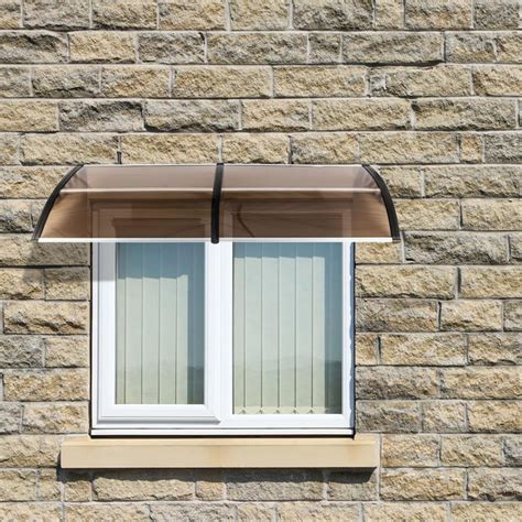 ktaxon window awning outdoor polycarbonate front door patio rain cover garden eaves canopy brown