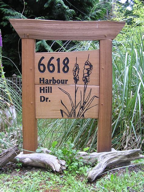 cattail address sign thuja wood art reclaimed cedar