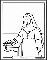 Nun Catholic Coloring Pages Saints Saint Nuns Sister Worksheets Sisters Female Catechism Saintanneshelper sketch template
