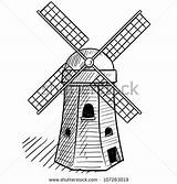 Windmill Dutch Sketch Drawing Illustration Farm Style Doodle Windmills Vector Coloring Drawings Holland Netherlands Sketchite Paintingvalley People Shutterstock sketch template