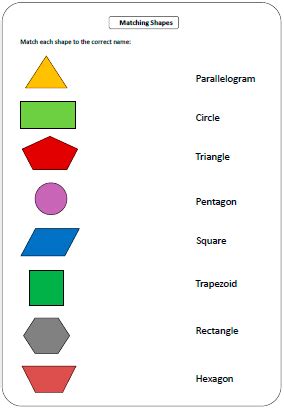 shapes worksheets  charts