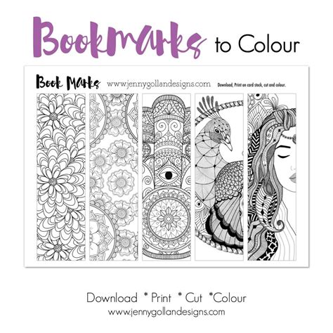 colour   bookmarks printable template adult colouring