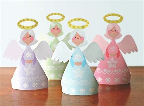 gorgeous christmas angels printable paper ornament kit etsy