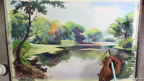 watercolor landscape painting speed art video youtube