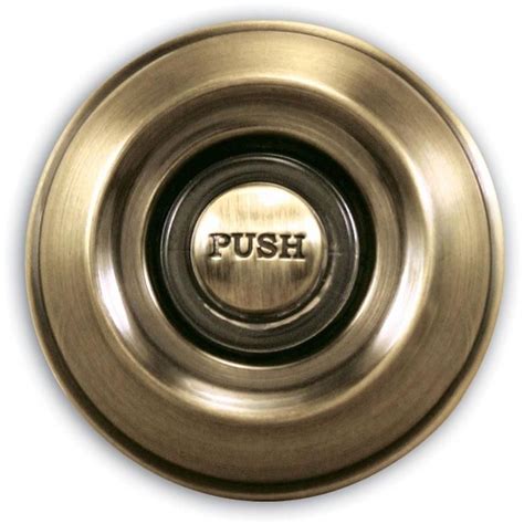 wired lighted push illuminated bell button antique brass finish recessed mount bellbutton