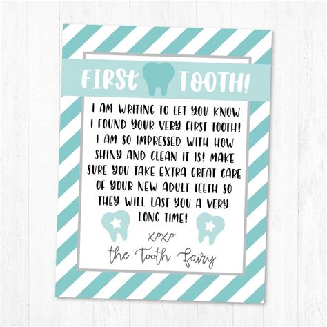 printable  tooth fairy letter tooth fairy certificate tooth fairy
