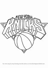 Logo Knicks York Nba Drawing Draw Team Drawings Drawingtutorials101 Step sketch template