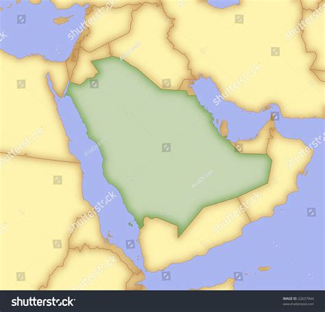map  saudi arabia  borders  surrounding countries stock photo