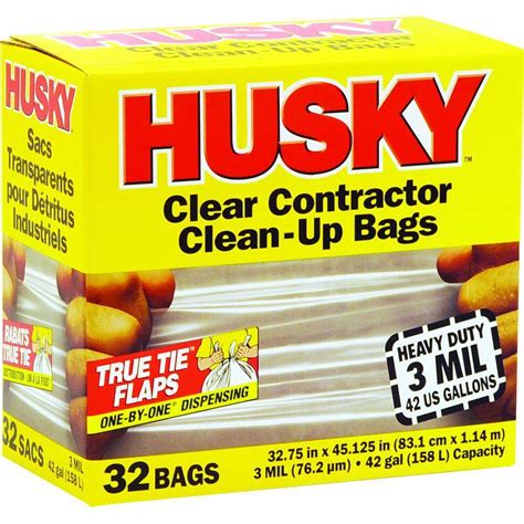 Husky 42 Gal Clean Contractor Trash Bags 32 Count Hc42wc032c The