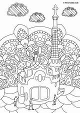 Park Guell Gaudi Sights Antoni Creative Coloring Pages Printable Favoreads Adult sketch template