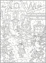 Coloring Pages Scene Village House Winter Scenes Color Dover Adults Creative Haven Book Christmas Publications Printables Boys Hiver Coloriage Colouring sketch template