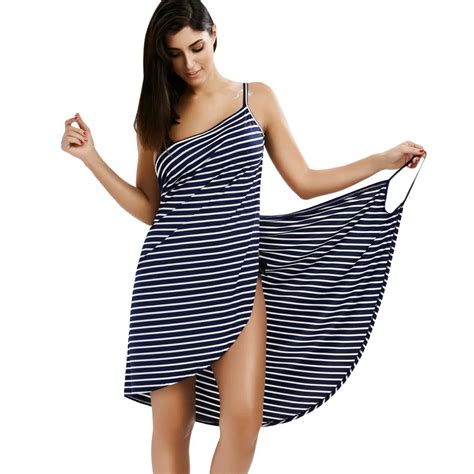 Wipalo Women Summer Striped Dress 2019 Sexy Spaghetti Strap Open Back