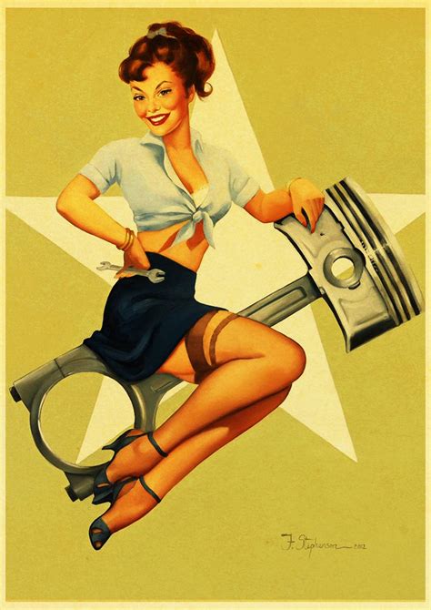 2019 World War Ii Sexy Pin Up Girl Retro Poster Kraft Paper Printed