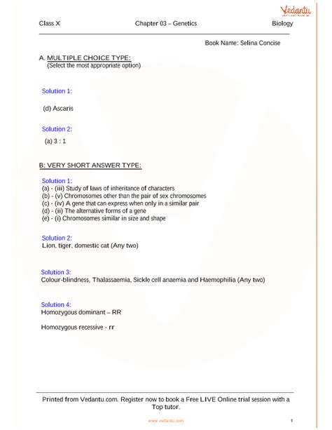 genetics some basic fundamentals solutions for icse board class 10 science concise selina