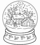 Coloring Winter Snow Globe Pages Printable Christmas Advertisement Book Baby sketch template