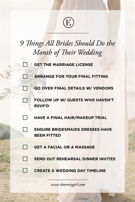 9 things all brides should do the month of their wedding the everygirl