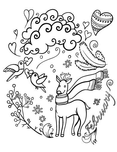 february coloring page coloring pages winter  coloring