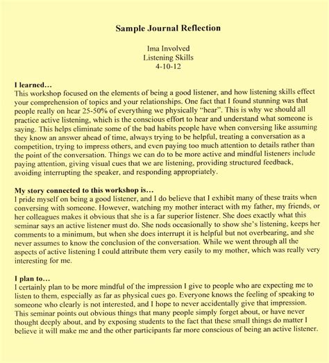 reflection paper college   reflective essay examples