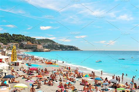 public beach  nice france high quality holiday stock  creative market