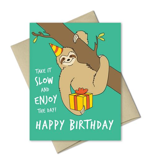 birthday greeting card sloth birthday  imagination spot