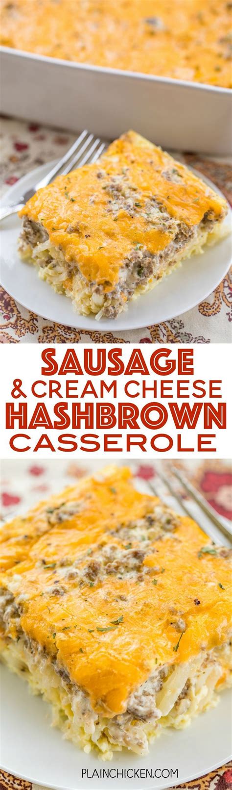 sausage cream cheese hashbrown breakfast casserole